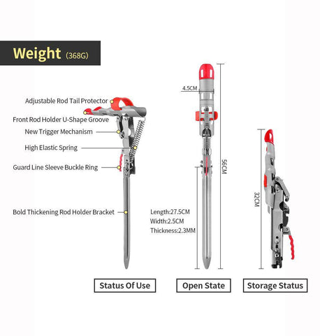 Image of LINNHUE 12'' Fishing Rod Holder with Automatic Tip-Up Hook Setter