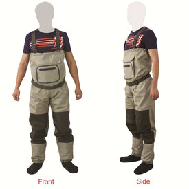 Outdoor Fly Fishing Stocking Foot ,waterproof and breathable chest waders with one buckle accidently rope kits