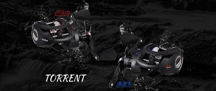 Piscifun Torrent Baitcasting Reel | 7.1:1 and 5.3:1 Gear Ratio| 6 BB |Max Drag: 17.8 lb/8.1kg |Quickly Lubricant Design