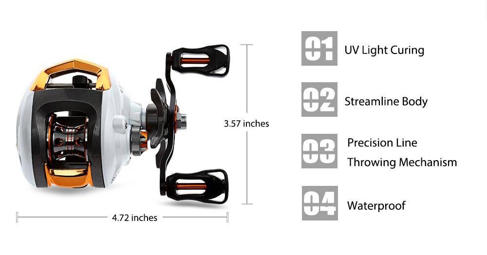 Lizard Rock Fshing Reel 12 + 1 Bearings Waterproof Left / Right Hand Baitcasting Fishing Reel High Speed Fishing Reel with Magnetic Brake System