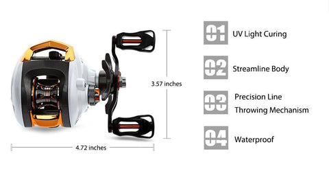 Image of Lizard Rock Fshing Reel 12 + 1 Bearings Waterproof Left / Right Hand Baitcasting Fishing Reel High Speed Fishing Reel with Magnetic Brake System