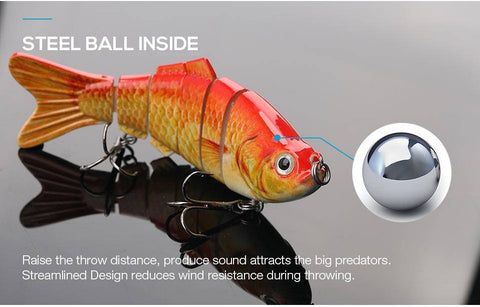 Image of TREHOOK Sinking Wobblers Fishing Lures 10cm 17.5g 6 Multi Jointed Swimbait Hard Artificial Bait Pike/Bass Fishing Lure Crankbait