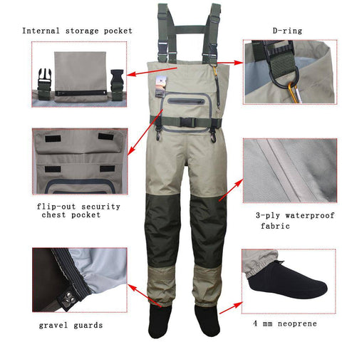 Image of Fishing Waders Durable and Comfortable Stocking foot Chest Wader kits  for Men and Women