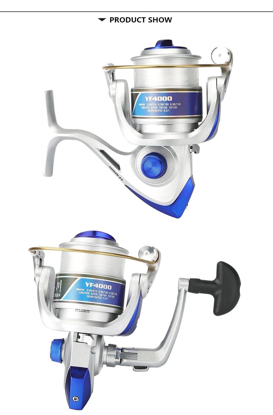 My brand Spinning Reel Fishing With Fishing Line 12BB Fly Wheel For Fresh/Salt Water Spinning Sea Fishing Reel Carp Fishing
