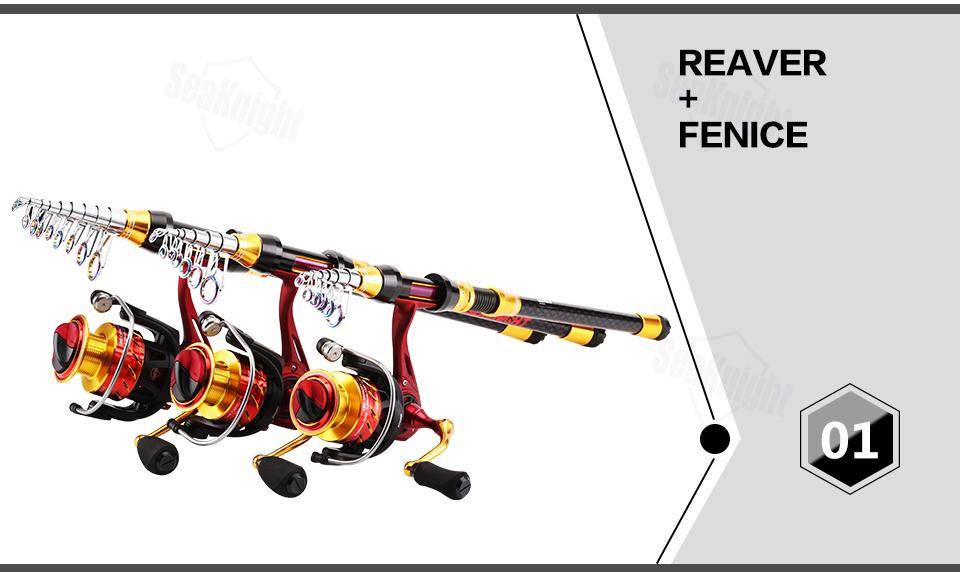 SeaKnight REAVER Carbon 1.8M 2.1M 2.4M Rods Reels Combo FENICE 2000 3000 Spinning Fishing Reel 5.2:1 Saltwater Fishing Tackle
