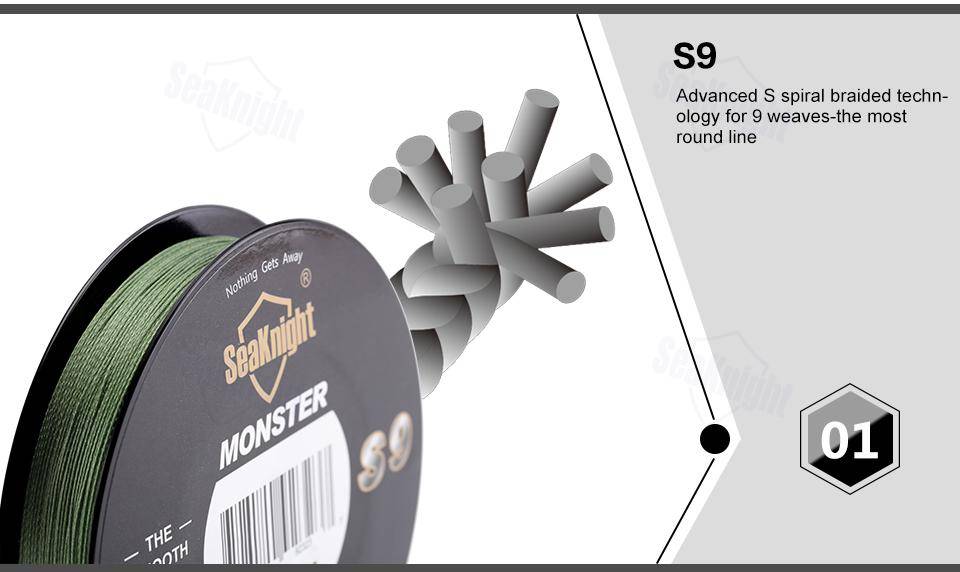 SeaKnight Monster S9 328yd (300M) PE Fishing Line | Multifilament Carp Fishing Line | 20 - 100LB |
