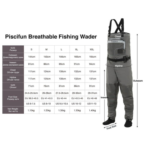 Image of Piscifun  Waterproof Stocking Foot Chest Waders Pant  with Phone Case