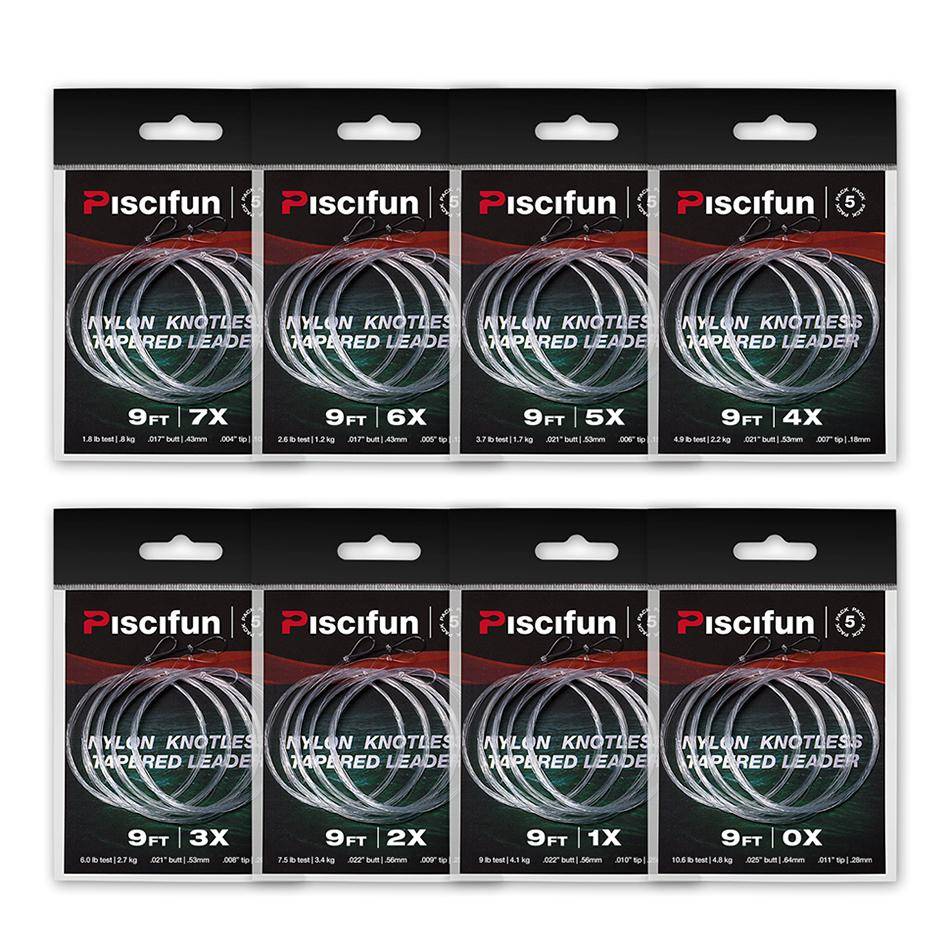 Piscifun Fly Fishing Tapered Leader with Loop |7.5FT-12FT |0-7X