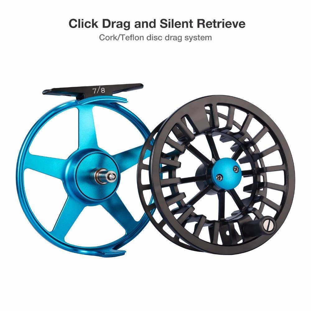 Piscifun AOKA Fly Fishing Reel | 5/6 7/8  Weights |  Right and Left Handed | Cork/Teflon Disc Drag System | Oversized Handle