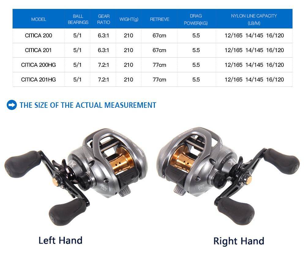 Shimano Citica 200hg 201hg Right Handle Left Handle Casting Reel Low Profile Fishing Reel Bait Casting
