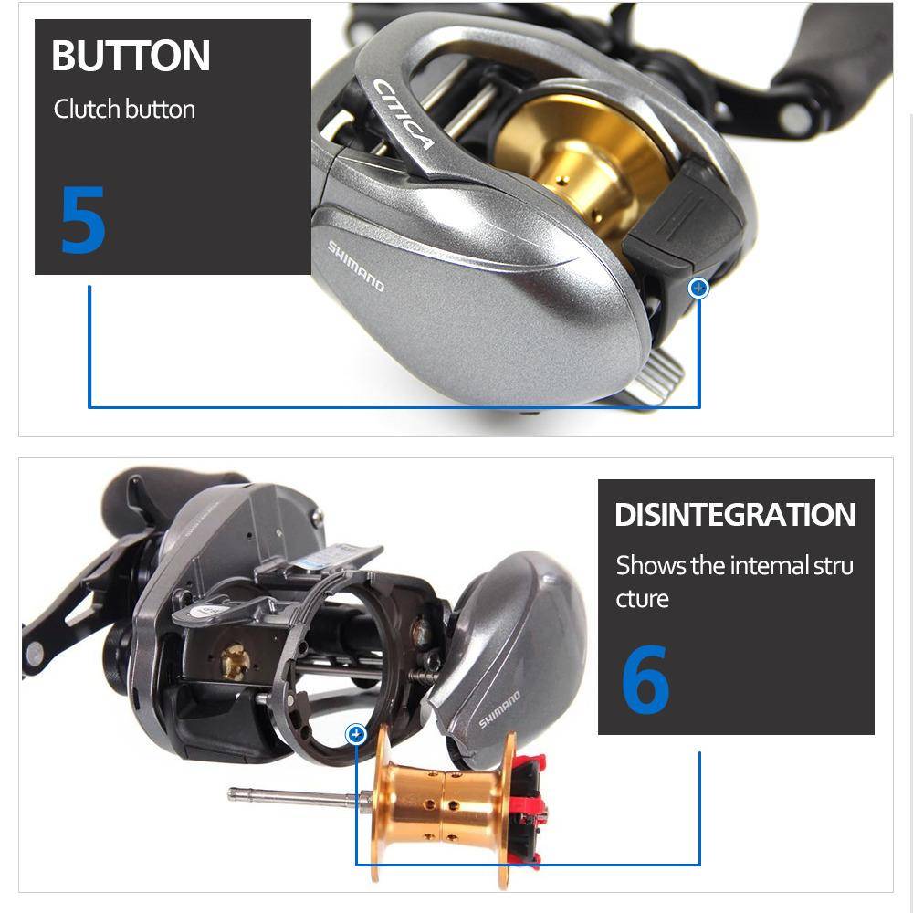 Shimano Citica 200hg 201hg Right Handle Left Handle Casting Reel Low Profile Fishing Reel Bait Casting