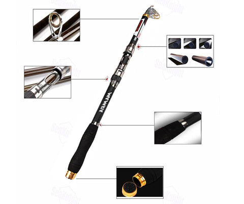 Image of MANBA CARBON FIBER ROD Best Quality Telescopic spinning rods fishing Carbon Fiber fishing rod pole 2.1m / 2.4m / 2.7m/3.0m//3.6m