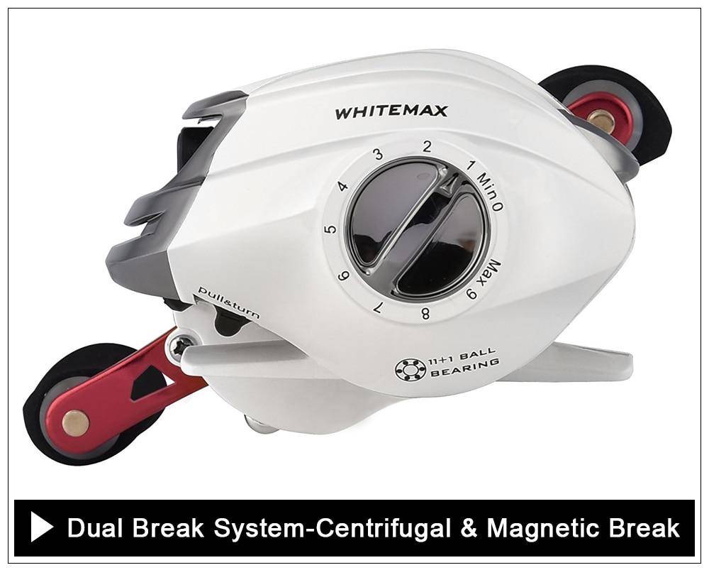 KastKing Whitemax 2 Low Profile 5.3:1 Gear Ratio Baitcasting Reel 8KG Drag Bait Casting Fishing Reel for Lake River Fishing