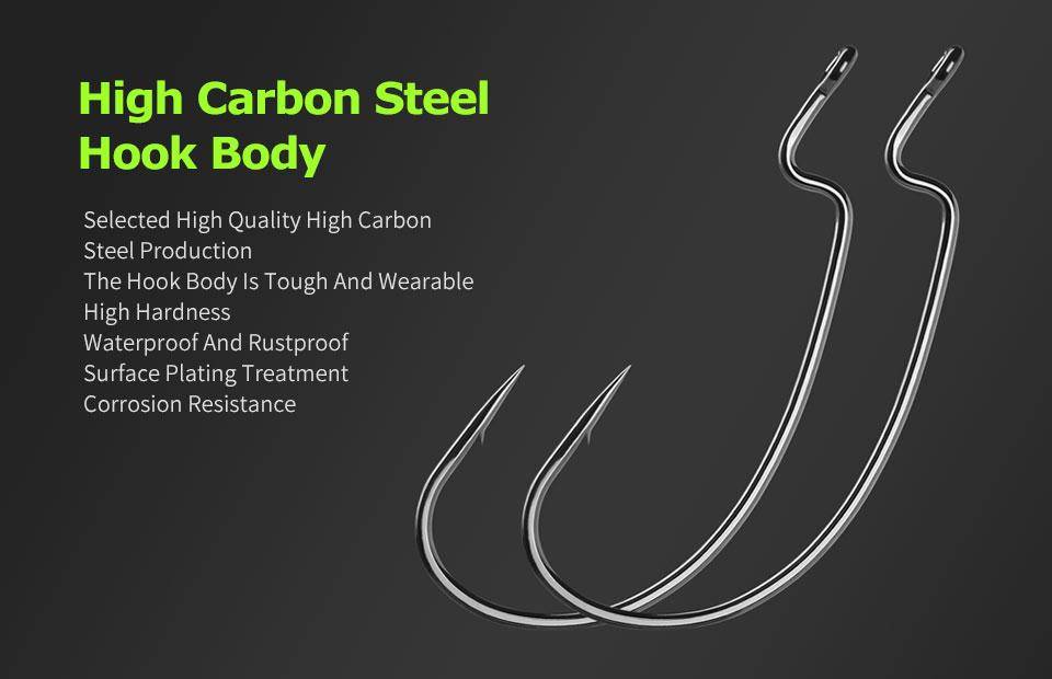 LINNHUE Carbon Steel Fishing Hooks | 10 Pieces