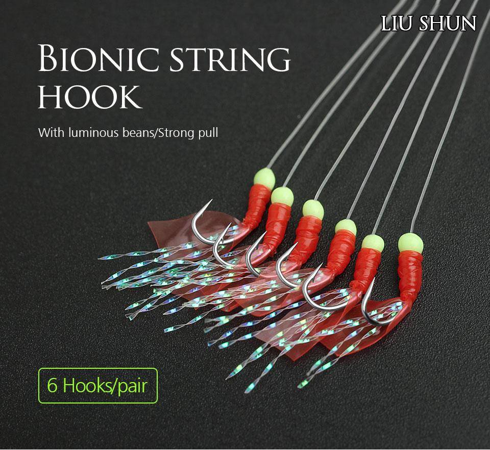 LINNHUE Luminous Bionic Fishing Hooks | 6 Pieces Lot