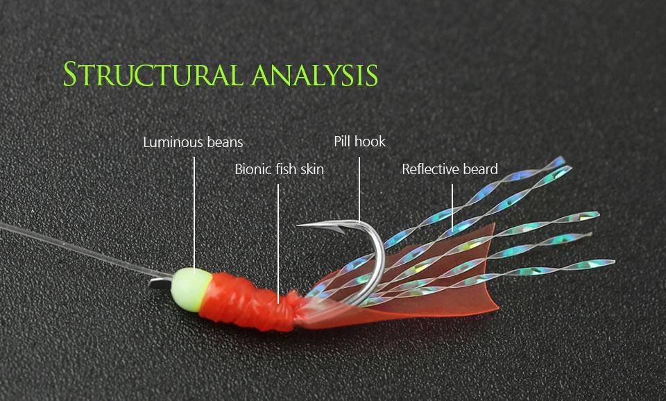 LINNHUE Luminous Bionic Fishing Hooks | 6 Pieces Lot