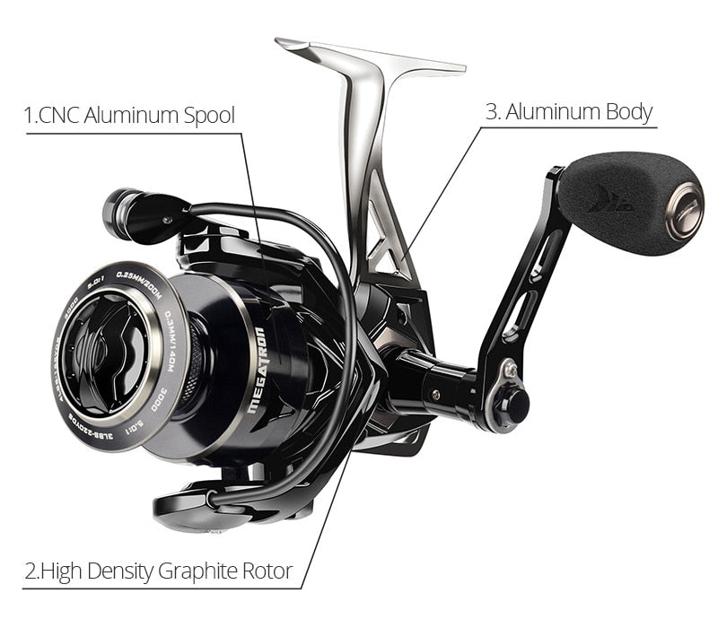KastKing Megatron Spinning Reel | 5.0:1 or 4.5:1 Gear Ratio  7+1 BB | Fresh/Saltwater Spinning Fishing