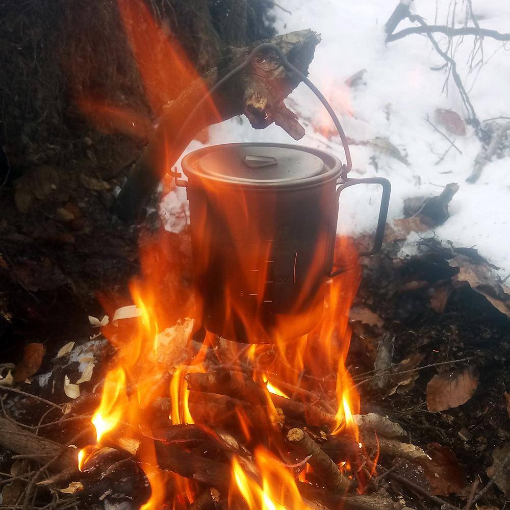 Lixada Titanium Camping  Set In Fire