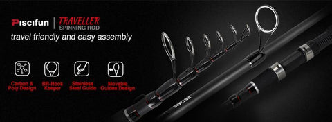 Image of Piscifun TRAVELLER Carbon Spinning Casting Rod 1.8M 2.1M 2.4M 2.7M 3M 3.6M Telescopic Fishing Rod M MH Power Portable Travel Rod