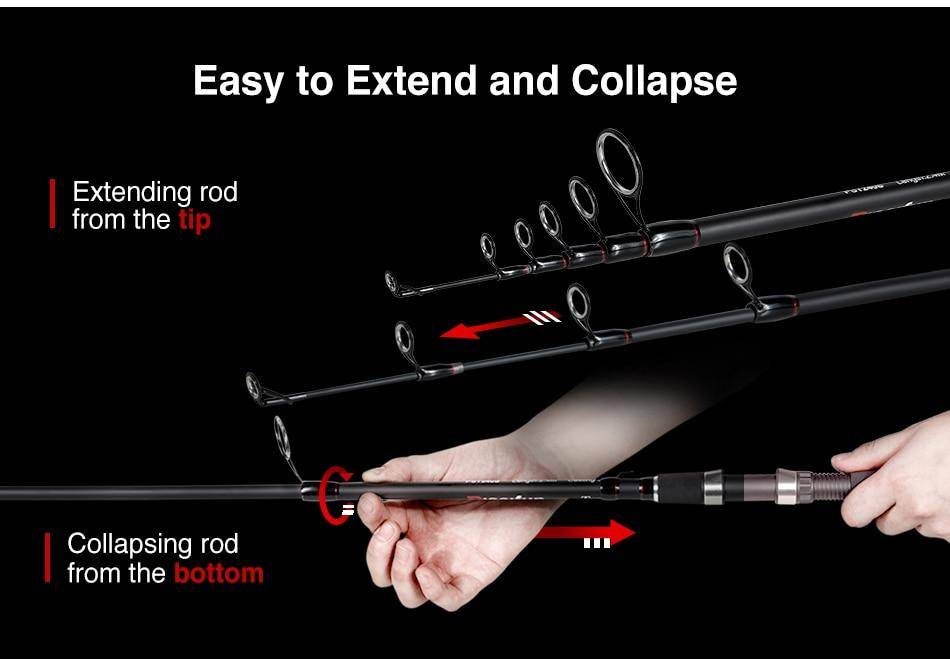 Piscifun TRAVELLER Carbon Spinning Casting Rod 1.8M 2.1M 2.4M 2.7M 3M 3.6M Telescopic Fishing Rod M MH Power Portable Travel Rod