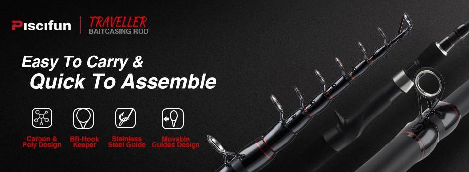 Piscifun TRAVELLER Carbon Spinning Casting Rod 1.8M 2.1M 2.4M 2.7M 3M 3.6M Telescopic Fishing Rod M MH Power Portable Travel Rod