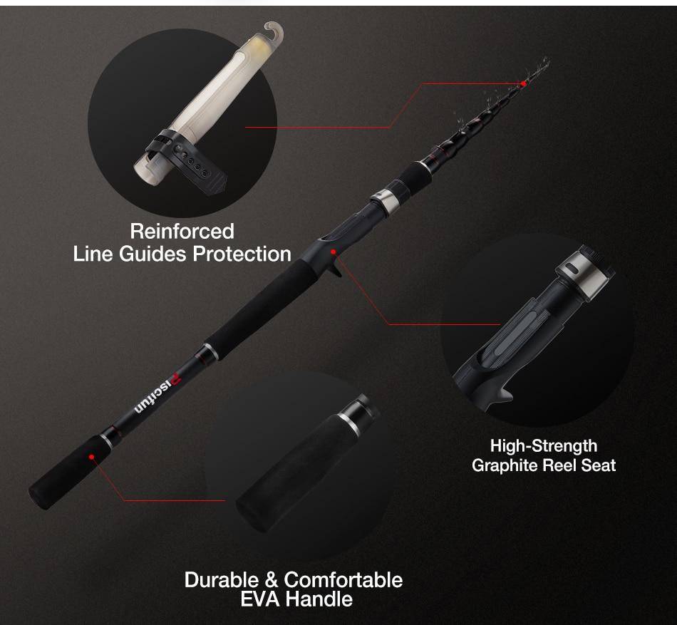Piscifun TRAVELLER Carbon Spinning Casting Rod 1.8M 2.1M 2.4M 2.7M 3M 3.6M Telescopic Fishing Rod M MH Power Portable Travel Rod