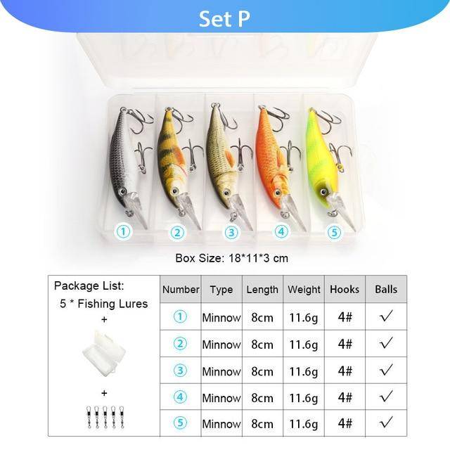 VTAVTA 5pcs Fishing Lures Set