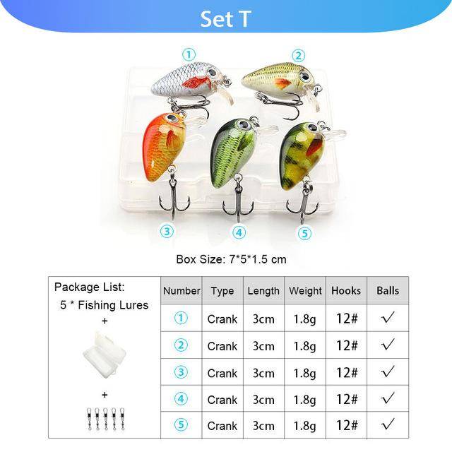 VTAVTA 5pcs Fishing Lures Set