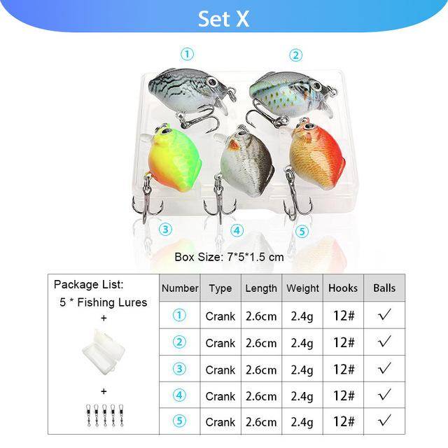 VTAVTA 5pcs Fishing Lures Set