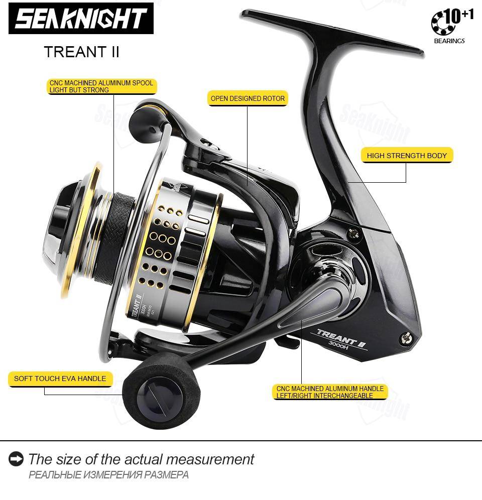 SeaKnight Treant II Spinning Fishing Reel 5.0:1,6.2 Carbon Fiber Smooth Powerful Wheel