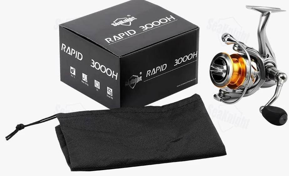 Seaknight RAPID Spinning Reel | 4.7 to 6.1 Gear Ratio 10+1 BB | Magnetic Brake, 17-33 lb Max Drag | Saltwater or Freshwater Ready