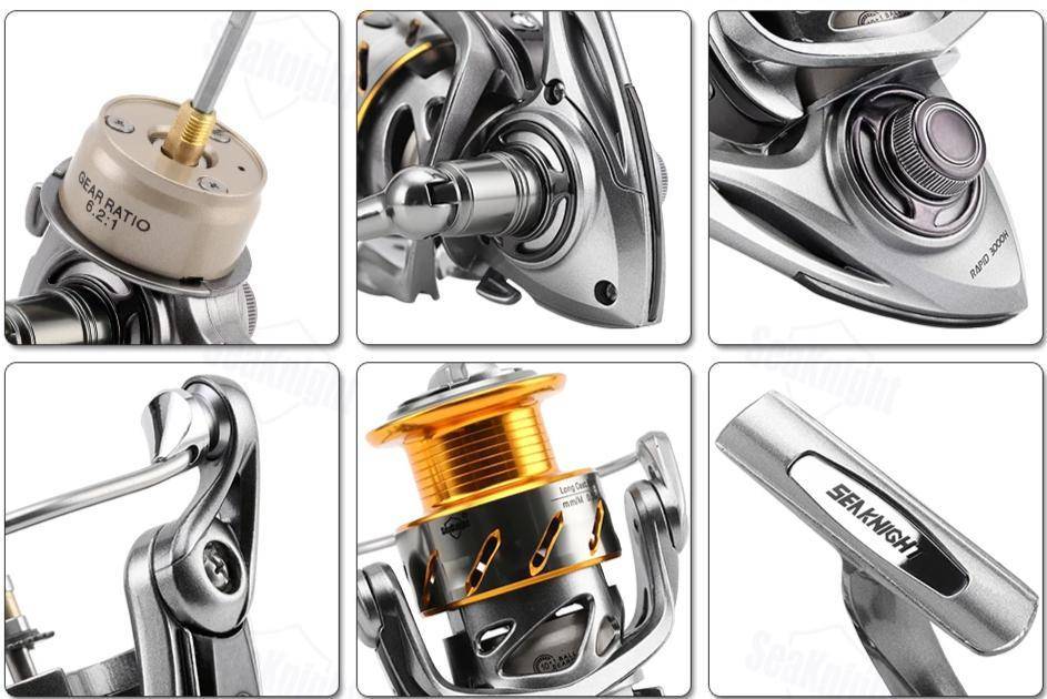 Seaknight RAPID Spinning Reel | 4.7 to 6.1 Gear Ratio 10+1 BB | Magnetic Brake, 17-33 lb Max Drag | Saltwater or Freshwater Ready