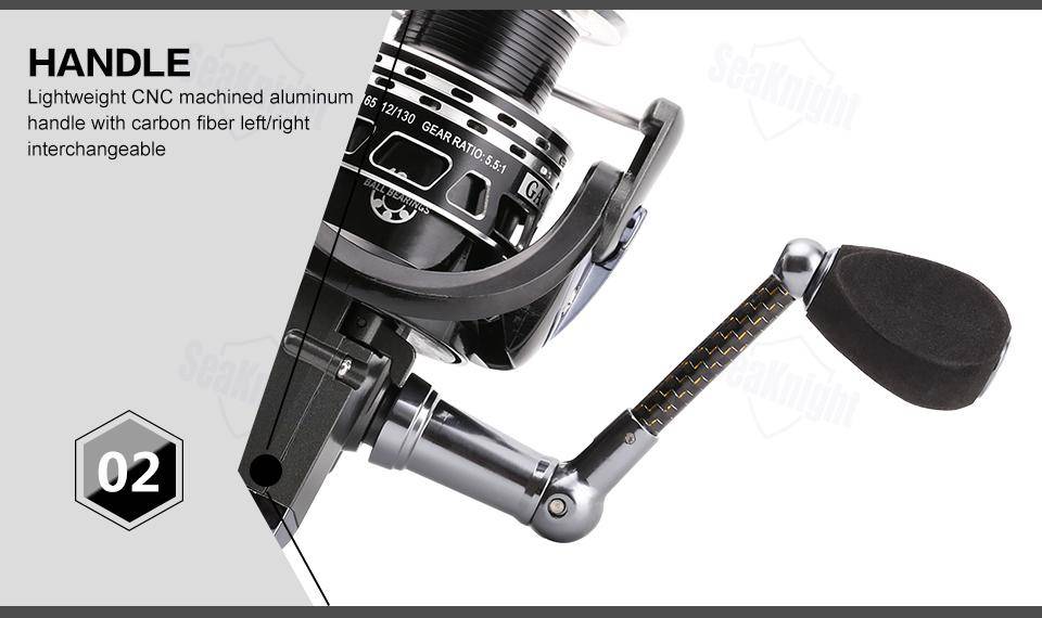 SeaKnight GA2000 Spinning  Reel | 5.1:1  Gear Ratio 12+1 BB | Magnetic Brake, 13.2 lb Max Drag | Worm Shaft Transport Structure
