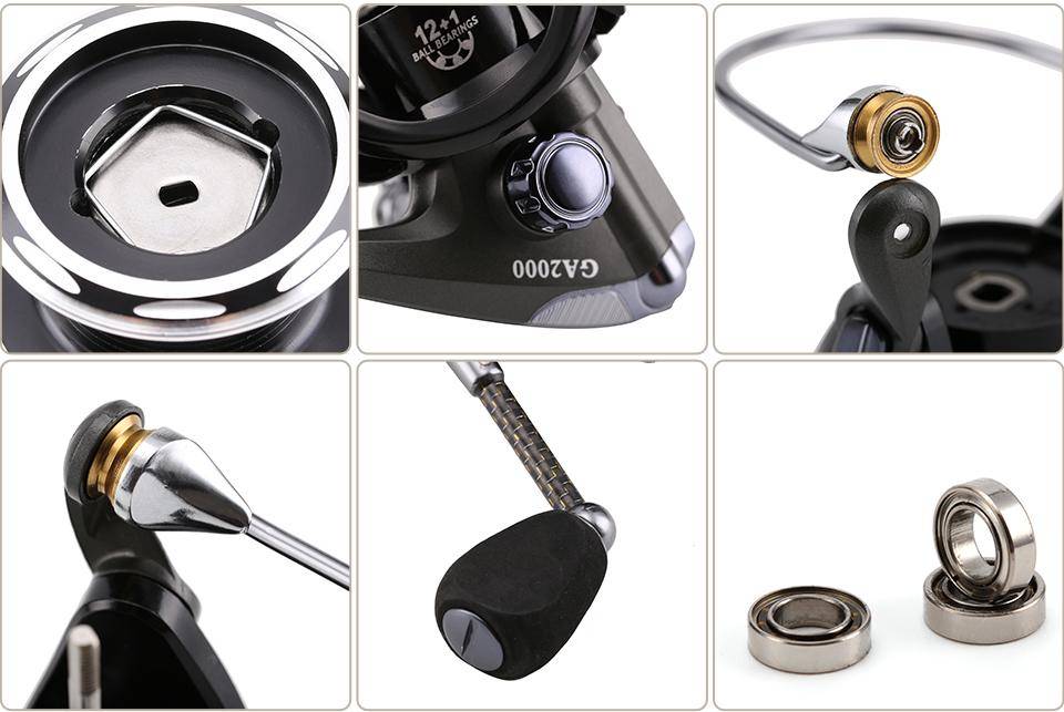 SeaKnight GA2000 Spinning  Reel | 5.1:1  Gear Ratio 12+1 BB | Magnetic Brake, 13.2 lb Max Drag | Worm Shaft Transport Structure