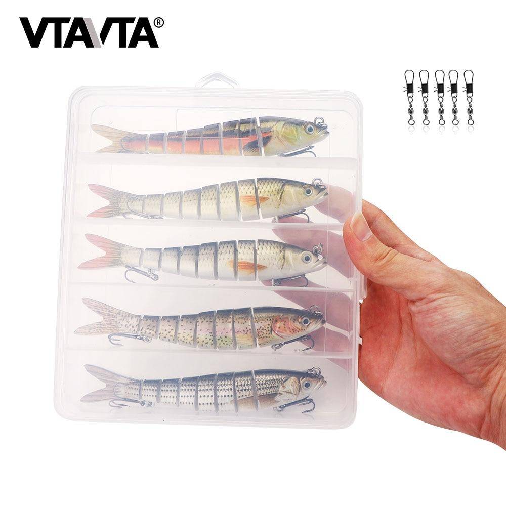 VTAVTA 5pcs Sinking Wobblers Lures Set | 8 Segments | 0.8oz/ 5.5'' |
