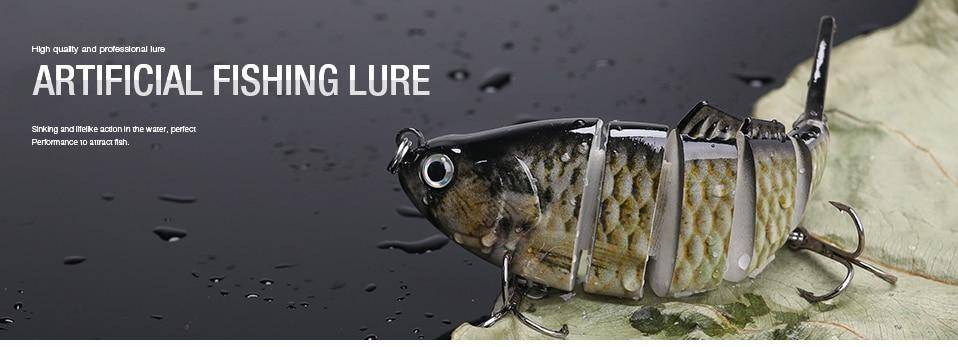 VTAVTA FISHING BASS LURE MULTI JOINTED ARTIFICIAL BAIT SEGMENT LIFELIKE TROUT SWIMBAIT HARD CRANKBAIT TREBLE HOOKS