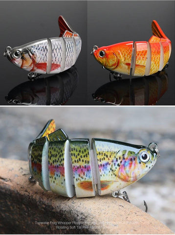 Image of VTAVTA FISHING BASS LURE MULTI JOINTED ARTIFICIAL BAIT SEGMENT LIFELIKE TROUT SWIMBAIT HARD CRANKBAIT TREBLE HOOKS