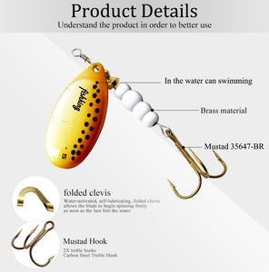 FISH KING Spinner Bait 1pc 3.2g 4.3g 6.1g 9.6g 13.6g Fishing Lure Bass Hard Baits Spoon With Treble Hook Tackle High Quality