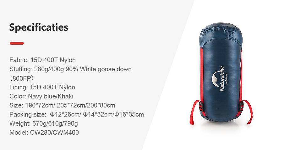 Naturehike 570g Ultralight Waterproof White Goose Down Sleeping Bag  Envelope Type Lazy Bag Camping Sleeping Bags NH17Y010-R