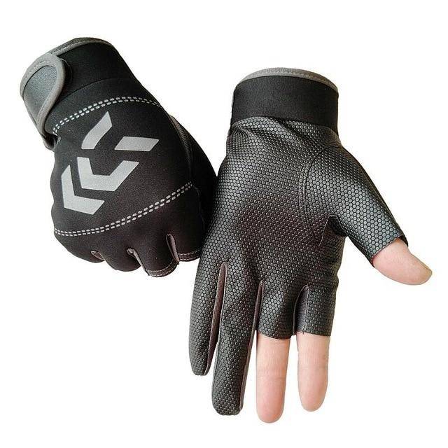 Grey Anti-Slip Fishing Gloves