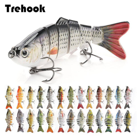 Image of TREHOOK Sinking Wobblers Fishing Lures 10cm 17.5g 6 Multi Jointed Swimbait Hard Artificial Bait Pike/Bass Fishing Lure Crankbait