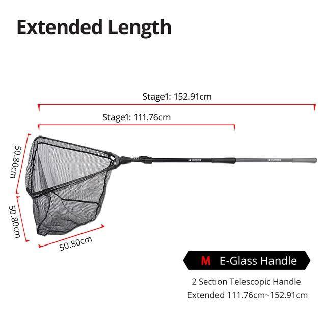 Super Strong One-Piece Landing Folding Fishing  Net   | Size  from 2'11'' to 6'10''(90 - 210 cm)