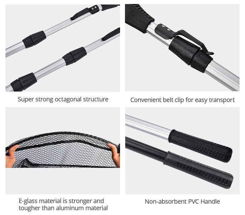 Super Strong One-Piece Landing Folding Fishing  Net   | Size  from 2'11'' to 6'10''(90 - 210 cm)