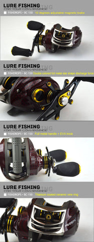 Image of FISHDROPS BC150 18BB Left Hand Right Hand Fishing Bait Casting Reel with One Way Clutch LEFT HAND/right hand