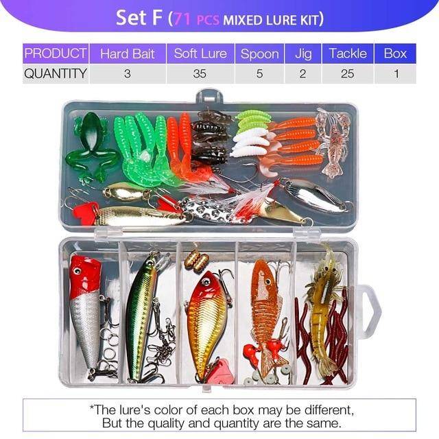 Multi Fishing Lures Set | Mixed Colors ; Soft Lure ; Hard Bait Minnow ; Metal Jig Spoon |