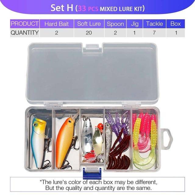 Multi Fishing Lures Set | Mixed Colors ; Soft Lure ; Hard Bait Minnow ; Metal Jig Spoon |