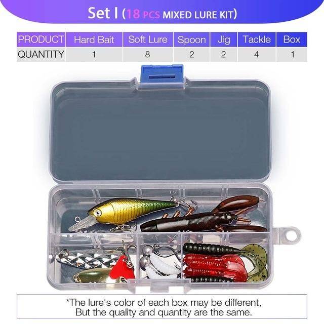 Multi Fishing Lures Set | Mixed Colors ; Soft Lure ; Hard Bait Minnow ; Metal Jig Spoon |