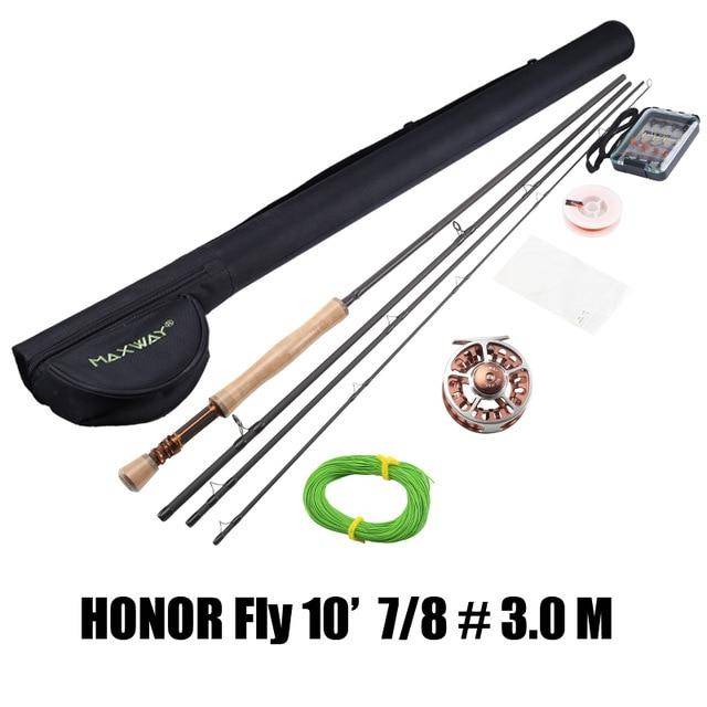 SeaKnight MAXWAY Fly Fishing Set 4 Sections Fly Fishing Rod Reel with Fly Fishing Line Lure Bag Combo River Tackle 7 8 9 10ft