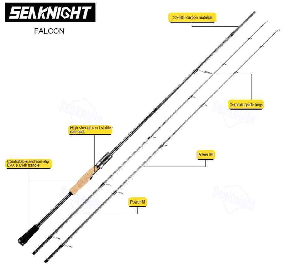 SeaKnight Falcon Telescopic Spinning Fishing Rod | Carbon Fiber | LENGTH - 6'6" ; 6'10'' ;7'10''| POWER M&ML - M&MH|