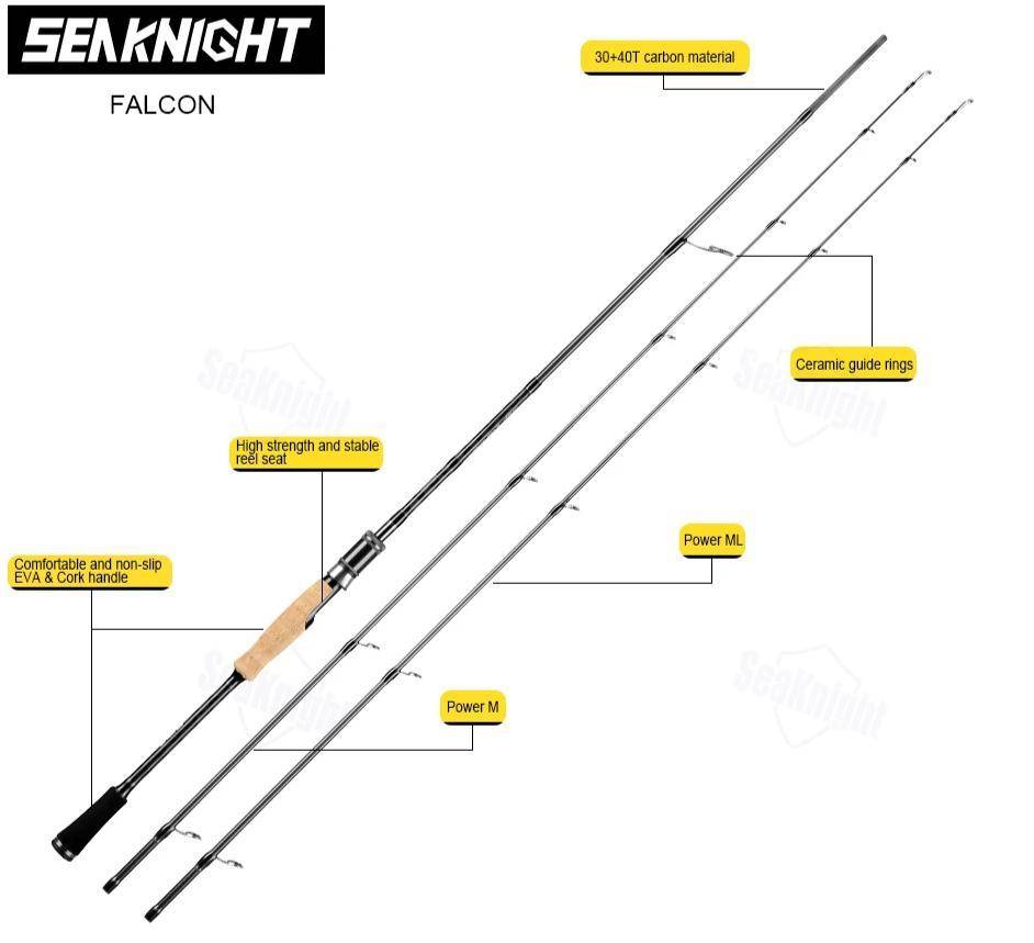 SeaKnight Falcon Telescopic Casting Fishing Rod  | Carbon Fiber | LENGTH - 6'6" ; 6'10'' | POWER M&ML - M&MH|